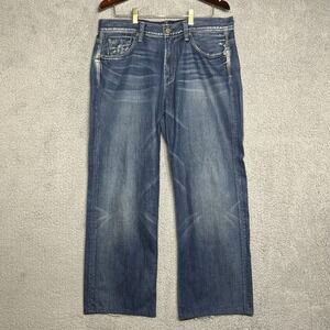 7 For All Mankind Jeans Mens 34x28 Bootcut Made in USA Blue Denim Cowboy Grunge